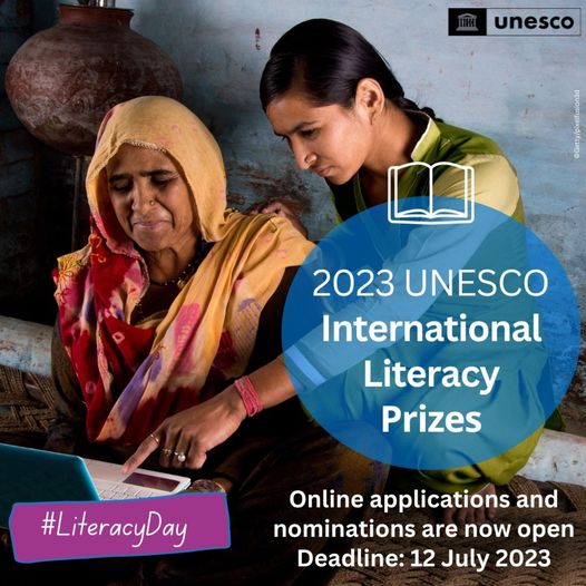 call for applications and nominations for the 2023 edition of the UNESCO International Literacy Prizes Now Open!